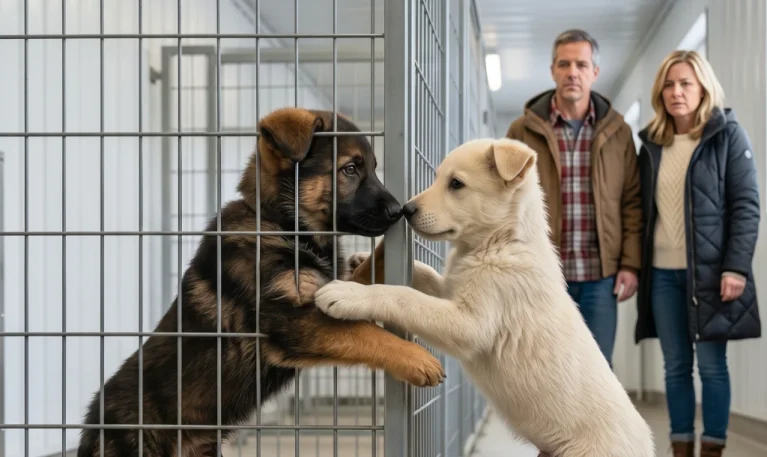 He Brought Dog Food to the Shelter. A Puppy Took His Glove Straight to His Sister’s Kennel.