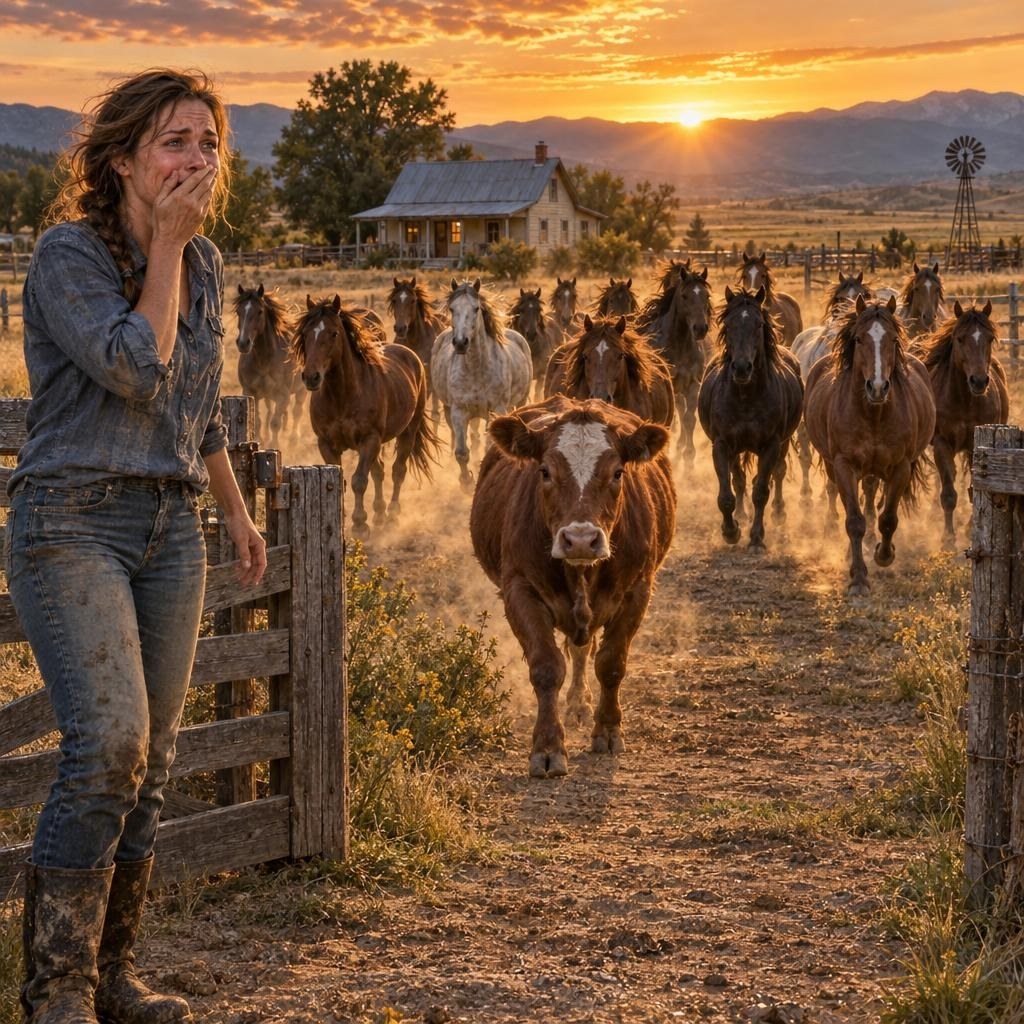 She Went Looking for Her Missing Cow and Found Horse Tracks Crowded Against a New Fence.